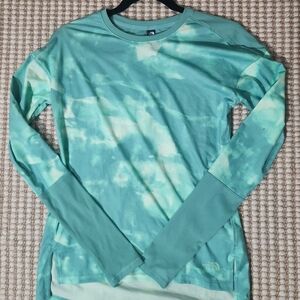 The North Face Green Tie-Dye Fitted Drifit Comfy Athleisurw Long Sleeve Top